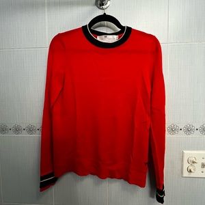 Victoria Victoria Beckham Wool Pullover Sweater Red with Navy/white Stripe